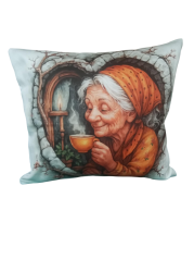 Povlak na polštář babička s kafíčkem