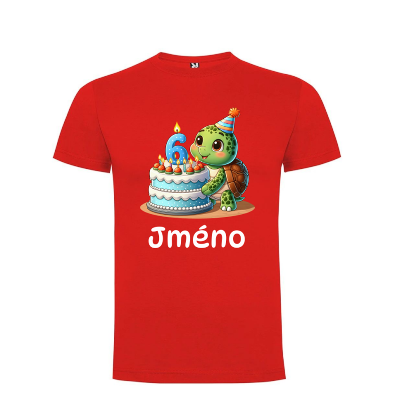 Narozeninové tričko želva s jménem - Věk: 8