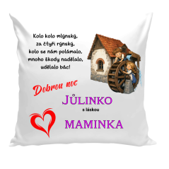 Dětský polštářek s lidovou říkankou a osobním věnováním - Kolo , kolo mlýnský