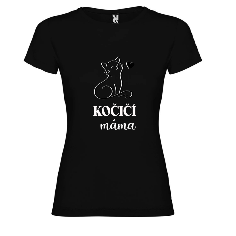 Dámské tričko - Kočičí máma - Barva: Černá