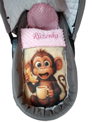Minky deka s vyšitým menom opička