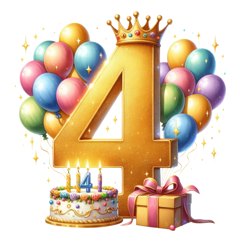 Narodeninové tričko balonky s jménem - Věk: 4