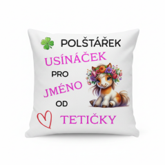 Polštář Usínaček od tetičky - motiv poník - se JMÉNEM
