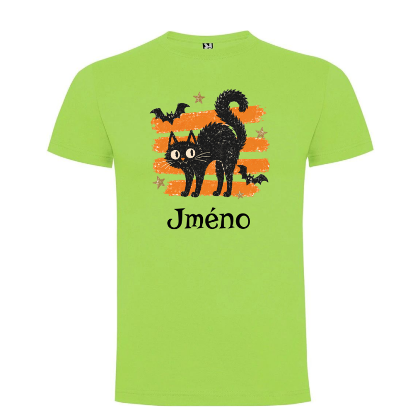 Dětské halloweene tričko se jménem - kočka