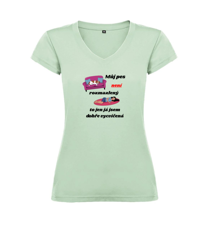 Dámské tričko - Můj pes není rozmazlený to já jsem dobře vycvičená - Barva: Černá