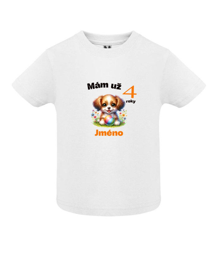 Narozeninové tričko pejsek se jménem - Velikost: 104/110 3/4 roky, Barva: Zelená