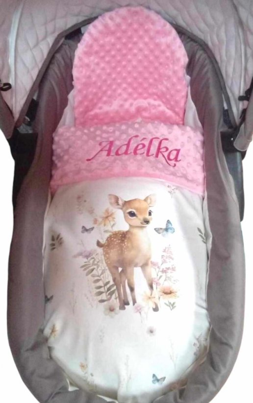 Minky deka srnka s vyšitým jménem + polštáře