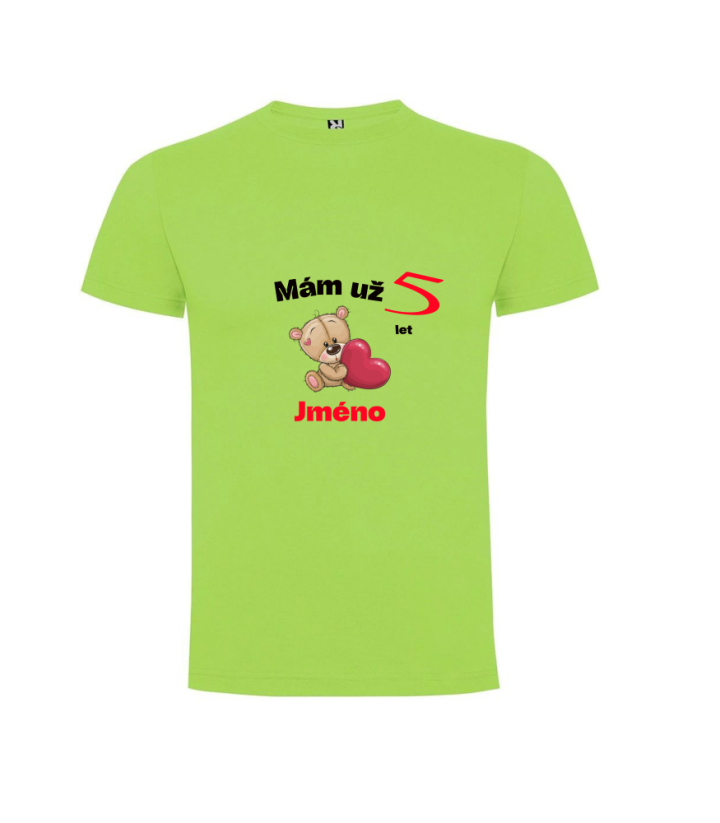 Narozeninové tričko medvídek se jménem - Velikost: 146 9/10 let, Barva: Růžová