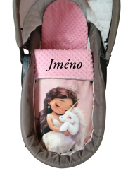 Minky deka princezná s jednorožcom a vyšitým menom