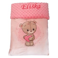 Minky deka 100*150cm s vyšitým jménem - Medvídek HOLKA