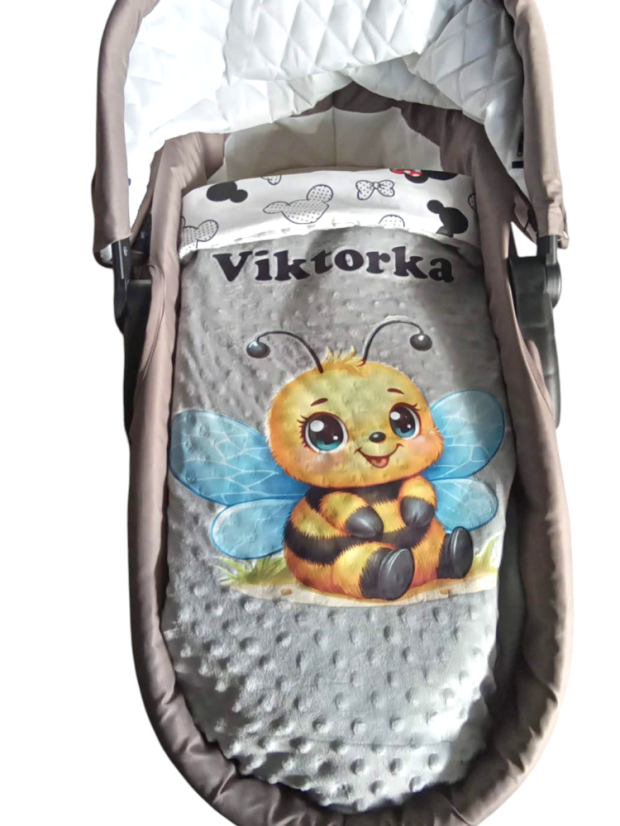 Minky deka se jména – motiv Medvídek včelka - Druhá strana bavlna: Hvězdičky