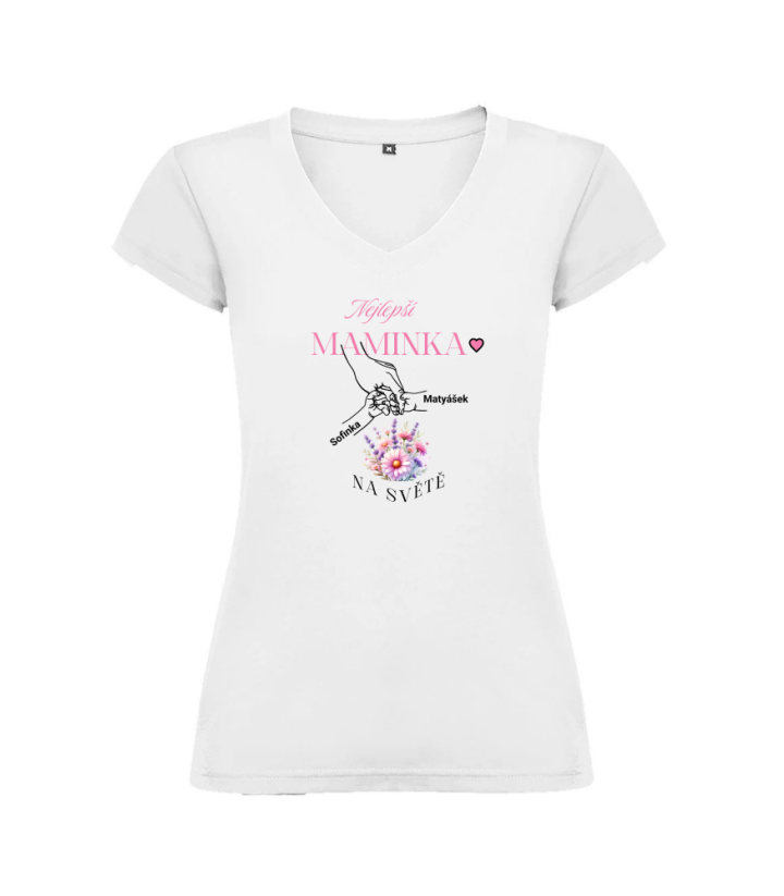 Dámské tričko nejlepší maminka se jmény dětí