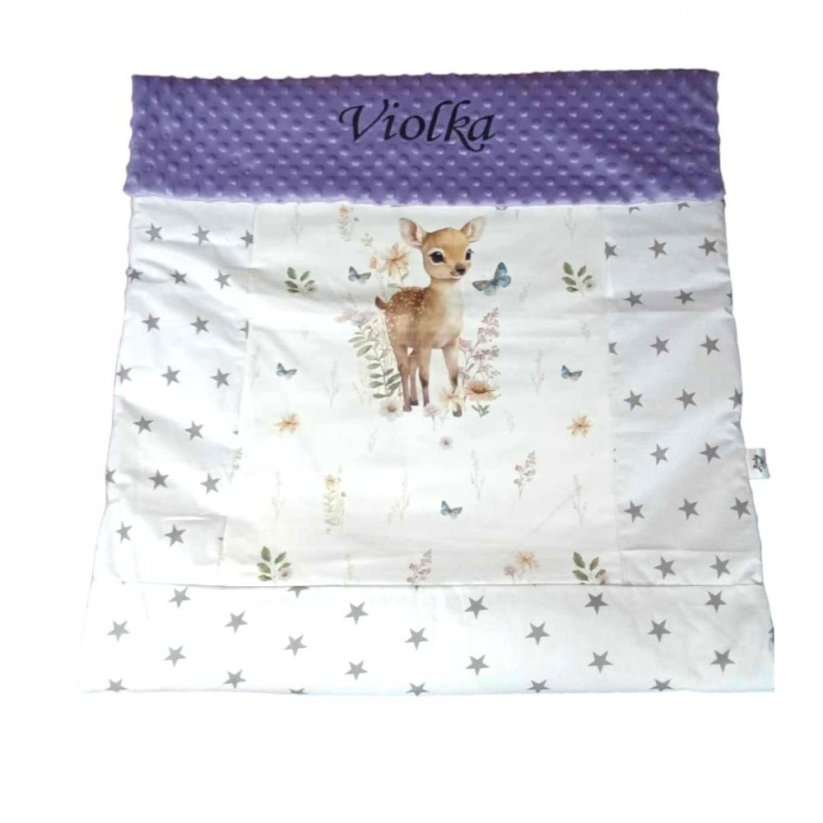 Minky deka srnka s vyšitým jménem + polštáře