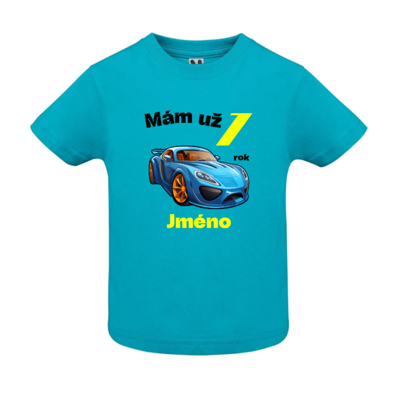 Narodeninové tričko auto s jménem - Věk: 8