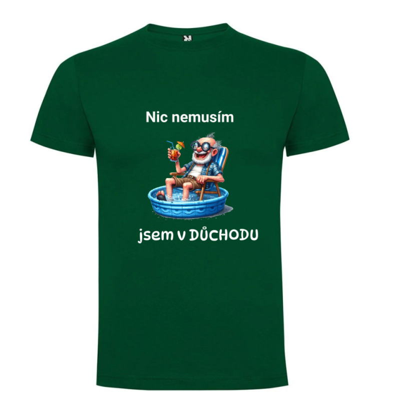Pánské tričko - motiv dědečka - Nic nemusím jsem v důchodu - Barva: Bílá