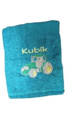 Osuška s výšivkou traktoru + jméno