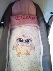 Minky deka s výšivkou jména – motiv sova