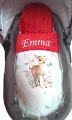 Minky deka s výšivkou jména – motiv srnka