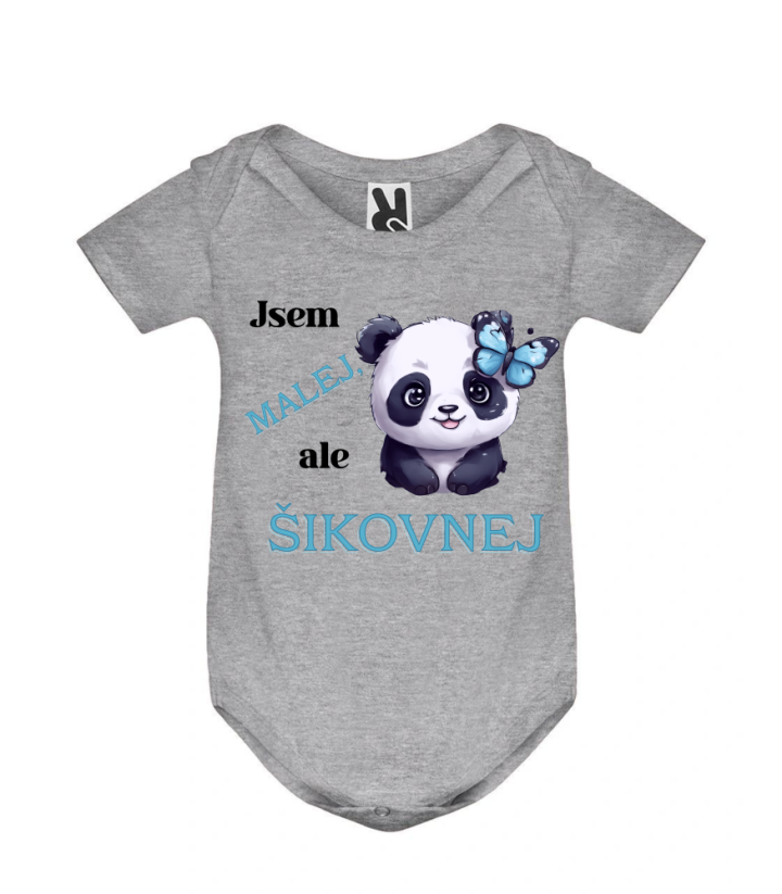Body panda Jsem malej, ale šikovnej - Barva: Šedá