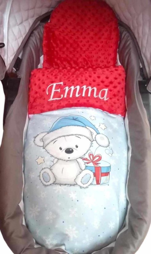 Minky deka zimný medveď s vyšitým menom
