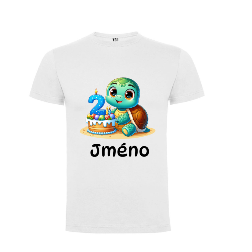 Narozeninové tričko želva s jménem - Věk: 8