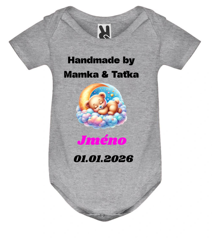 Body se jménem a datem narození Handmade by Mamka & Taťka - Barva: Růžová