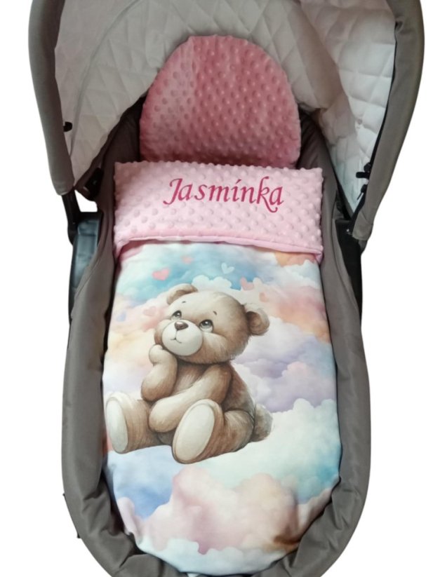 Minky deka méďa vyšitým jménem + polštář