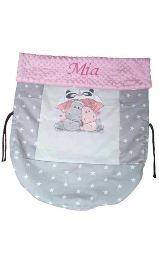 Nepadací deka hroši s vyšitým jménem