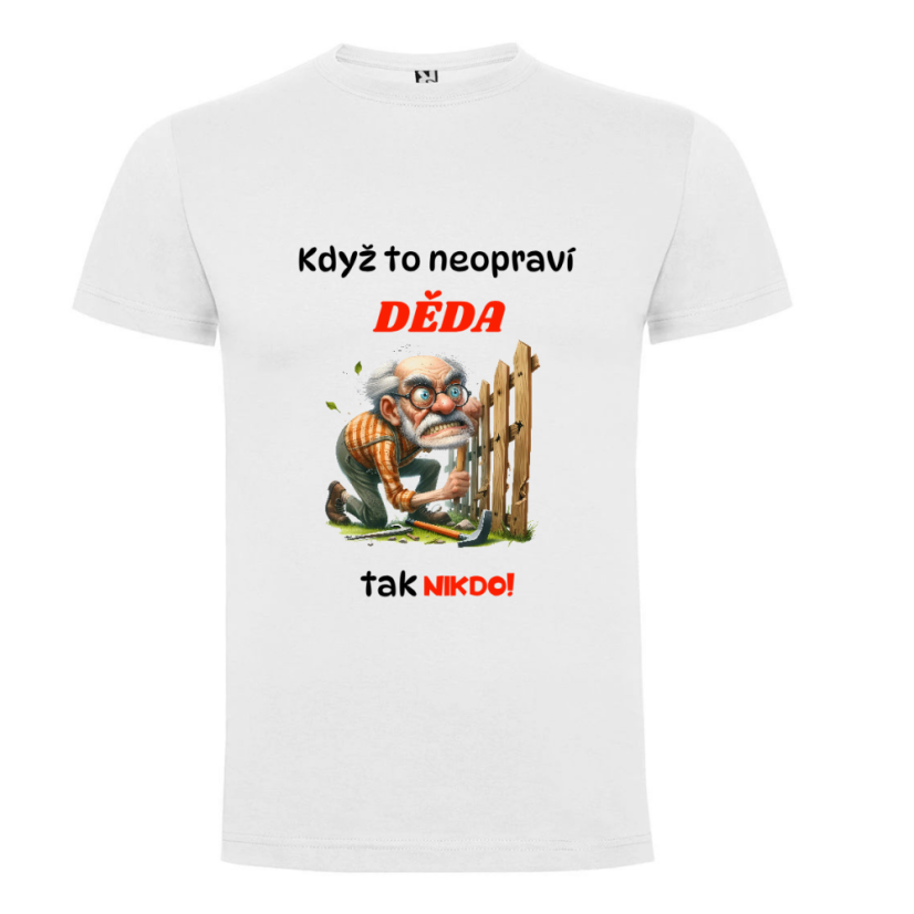 Pánské tričko - motiv dědečka -Když to neopraví děda tak nikdo - Barva: Královsky modrá