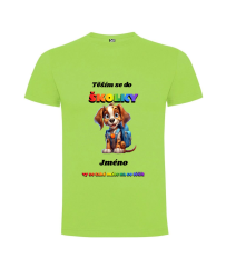Dětské tričko s vlastním jménem: „Těším se do školky... motiv - Pejsek