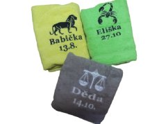 Osuška s výšivkou znamení zvěrokruhu + jméno