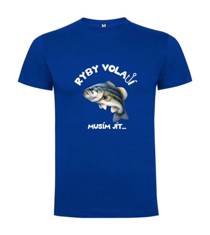 Pánské tričko pro rybáře „ryby volají musím jít...“ - Barva: Bílá