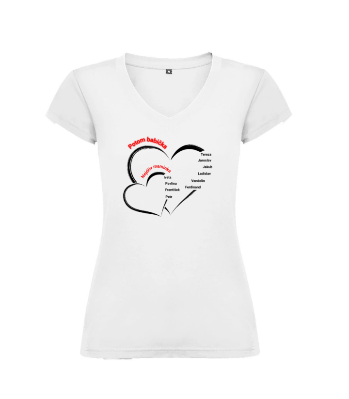 Dámské tričko nejdřív babička potom maminka - Barva: Bílá
