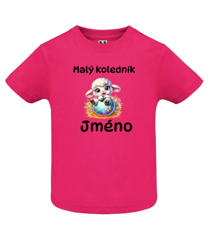Dětské velikonoční tričko s vlastním jménem - motiv ovečka - Farba: Ružová