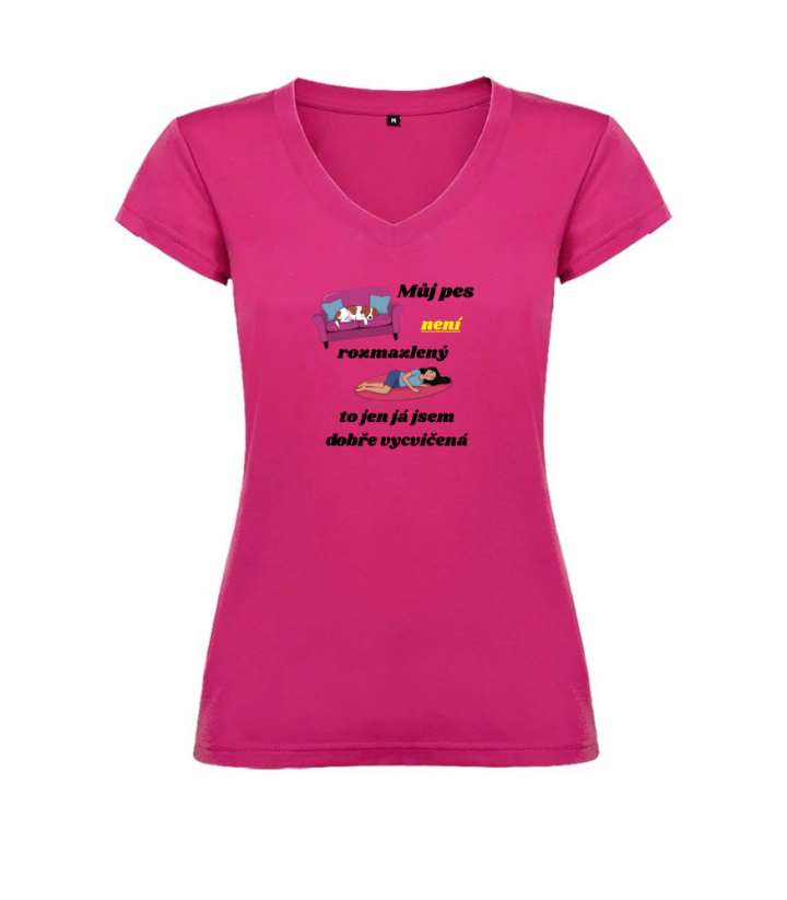 Dámské tričko - Můj pes není rozmazlený to já jsem dobře vycvičená - Barva: Černá