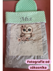 Minky deka sovička s vyšitým menom