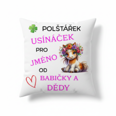 Polštář Usínaček od babičky a dědy - motiv poník- se JMÉNEM