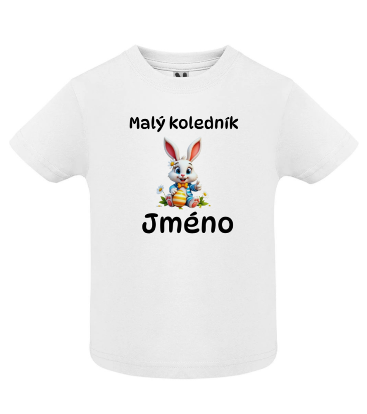 Dětské velikonoční tričko s vlastním jménem - motiv zajíček - Farba: Červená