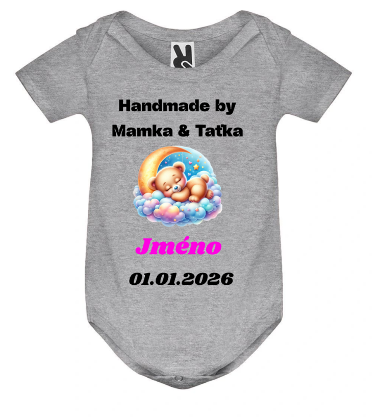 Body se jménem a datem narození Handmade by Mamka & Taťka - Barva: Růžová