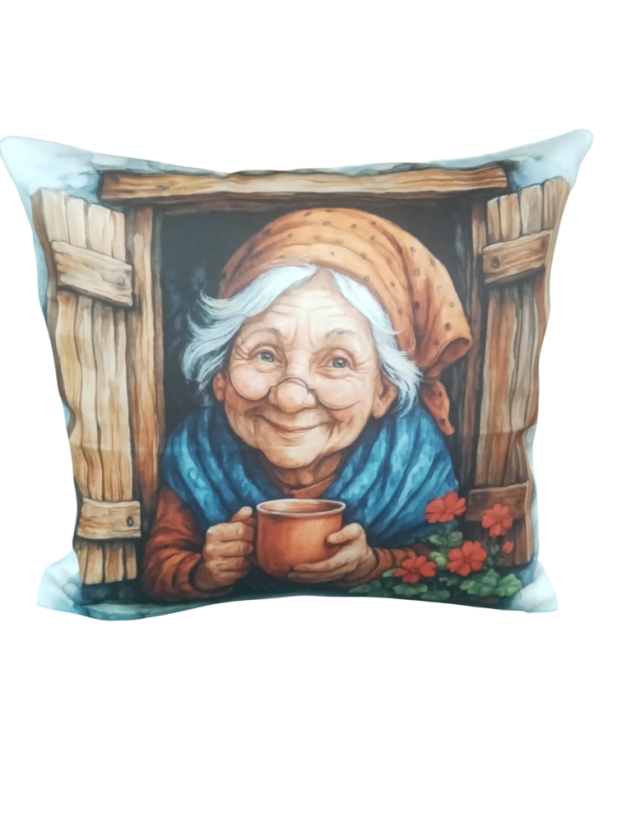 Povlak na polštář babička s kafíčkem