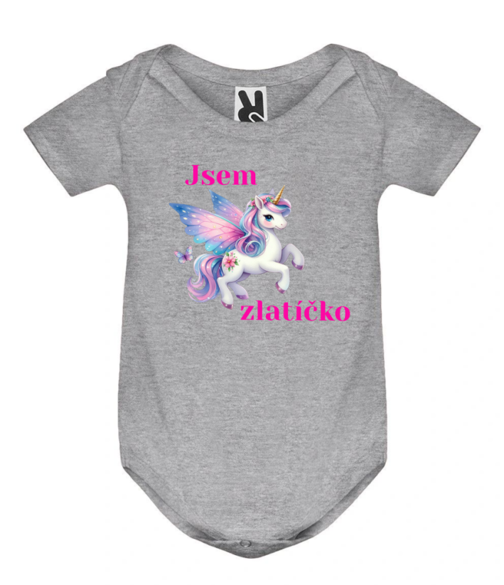 Body jednorožec Jsem zlatíčko - Barva: Bílá