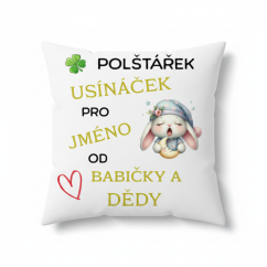 Polštář Usínaček od babičky a dědy - motiv zajíček - se JMÉNEM