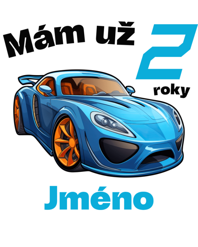 Narodeninové tričko auto s jménem - Věk: 2