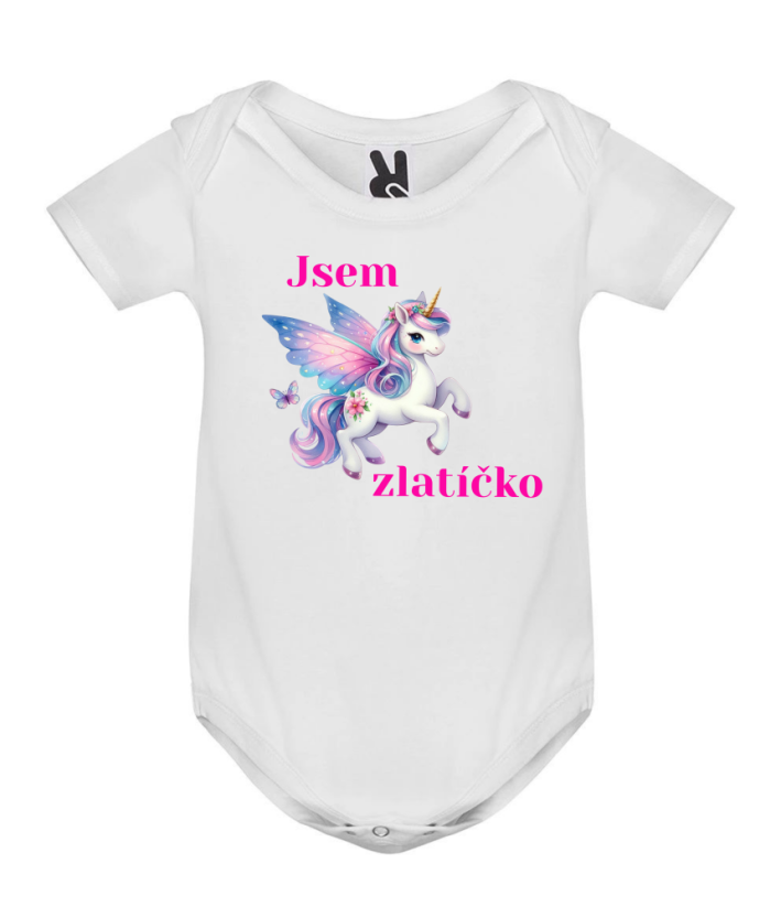 Body jednorožec Jsem zlatíčko - Barva: Bílá