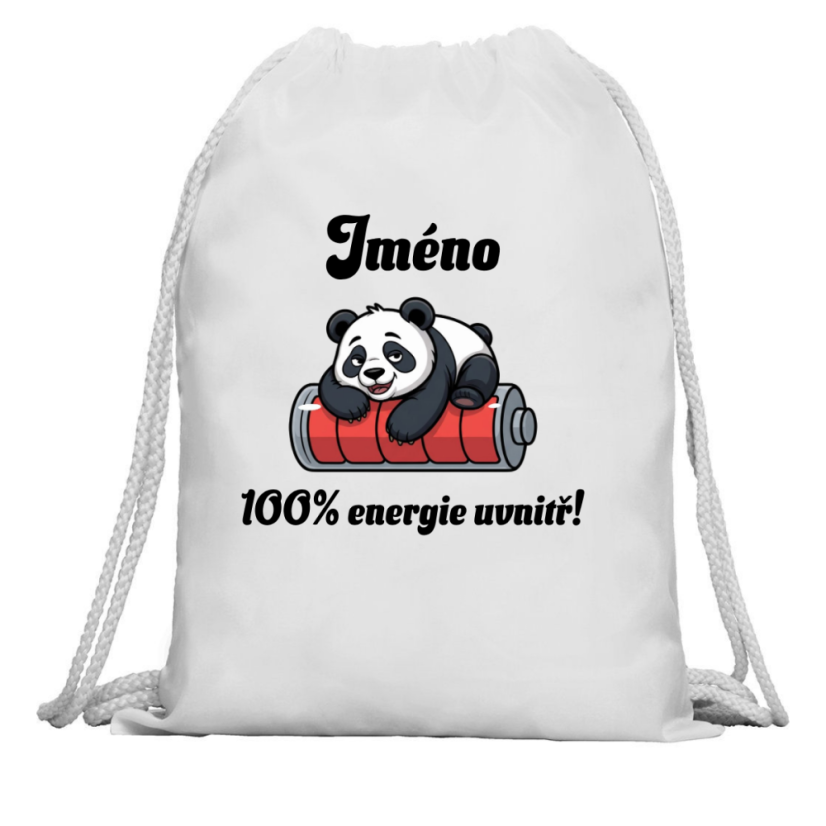 Multifunkční batoh se JMÉNEM - 100% energie je uvnitř - Barva: Bílá