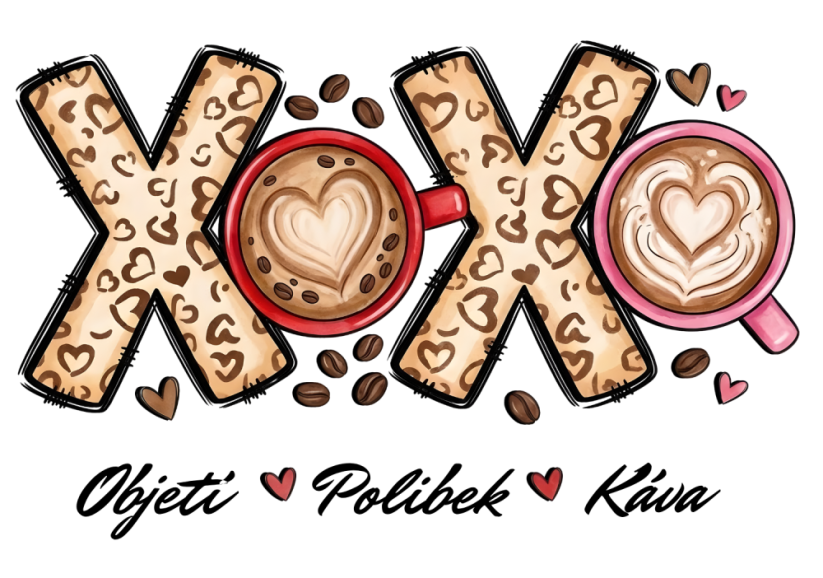 Dámské tričko XOXO objetí❤️ káva❤️ polibek - Barva: Mátově zelená