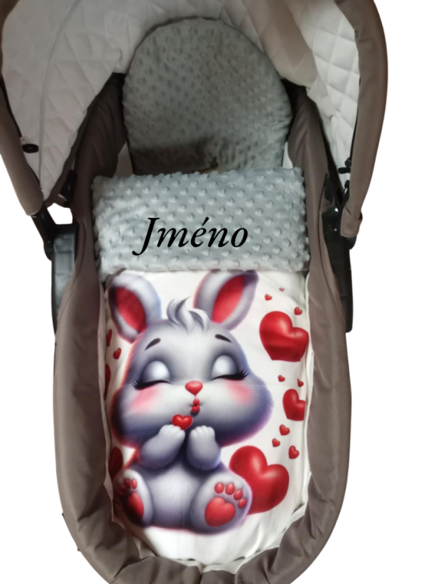 Minky deka s vyšitým jménem zamilovaný králíček