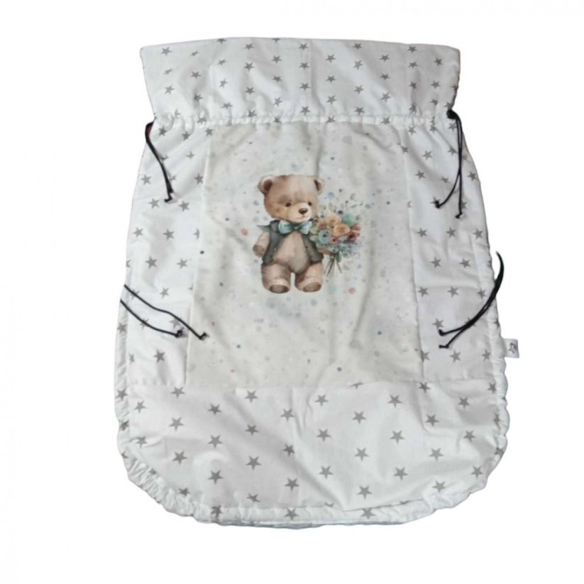 Nepadací deka medvídek s květinou s vyšitým jménem