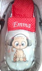 Minky deka kočka se sluchátky s vyšitým jménem