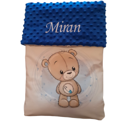 Minky deka 100*150cm s vyšitým jménem - Medvídek KLUK